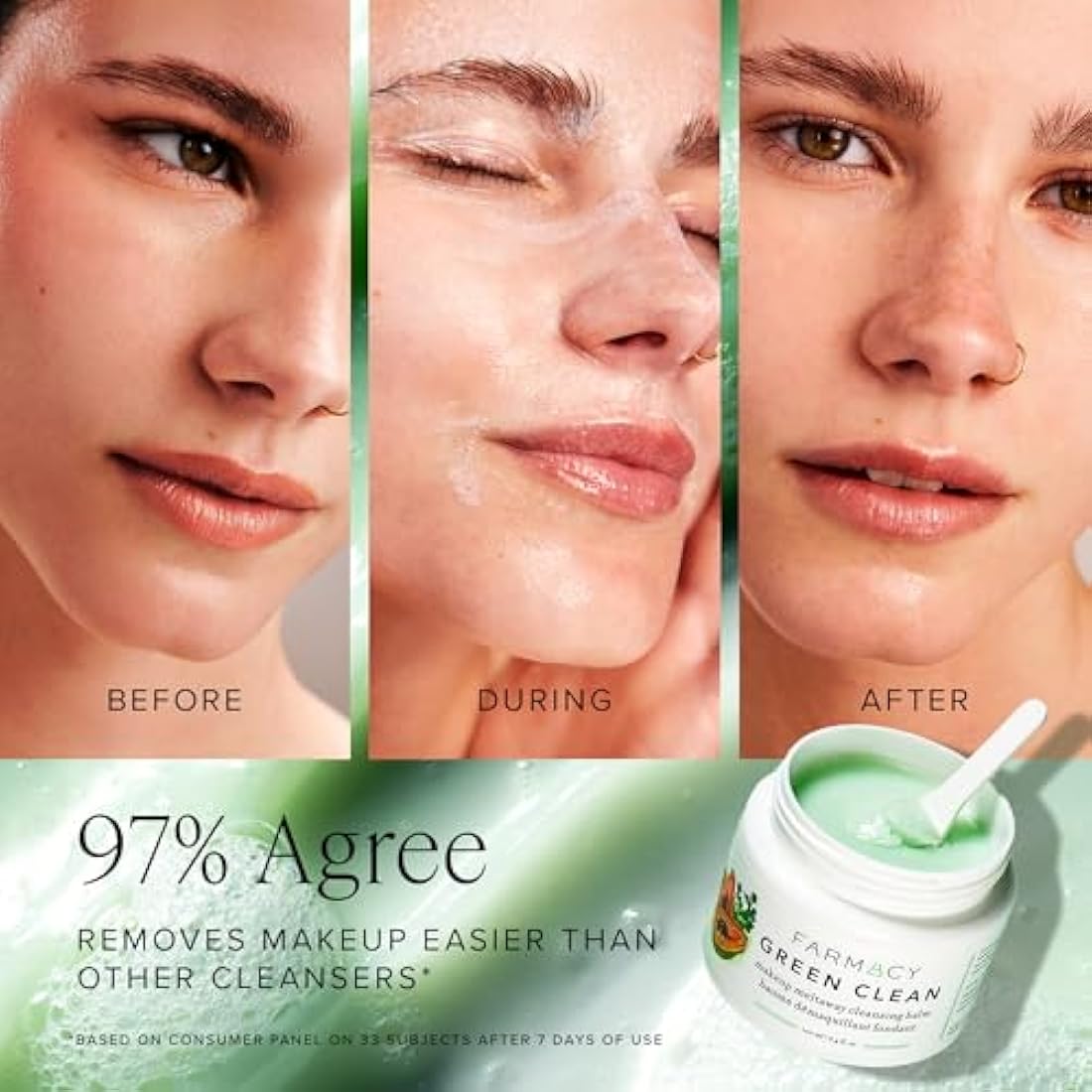 Farmacy Natural Cleansing Balm - Green Clean Makeup Remover Balm - Effortlessly Removes Makeup & SPF - 100ml Make up Cleansing Balm