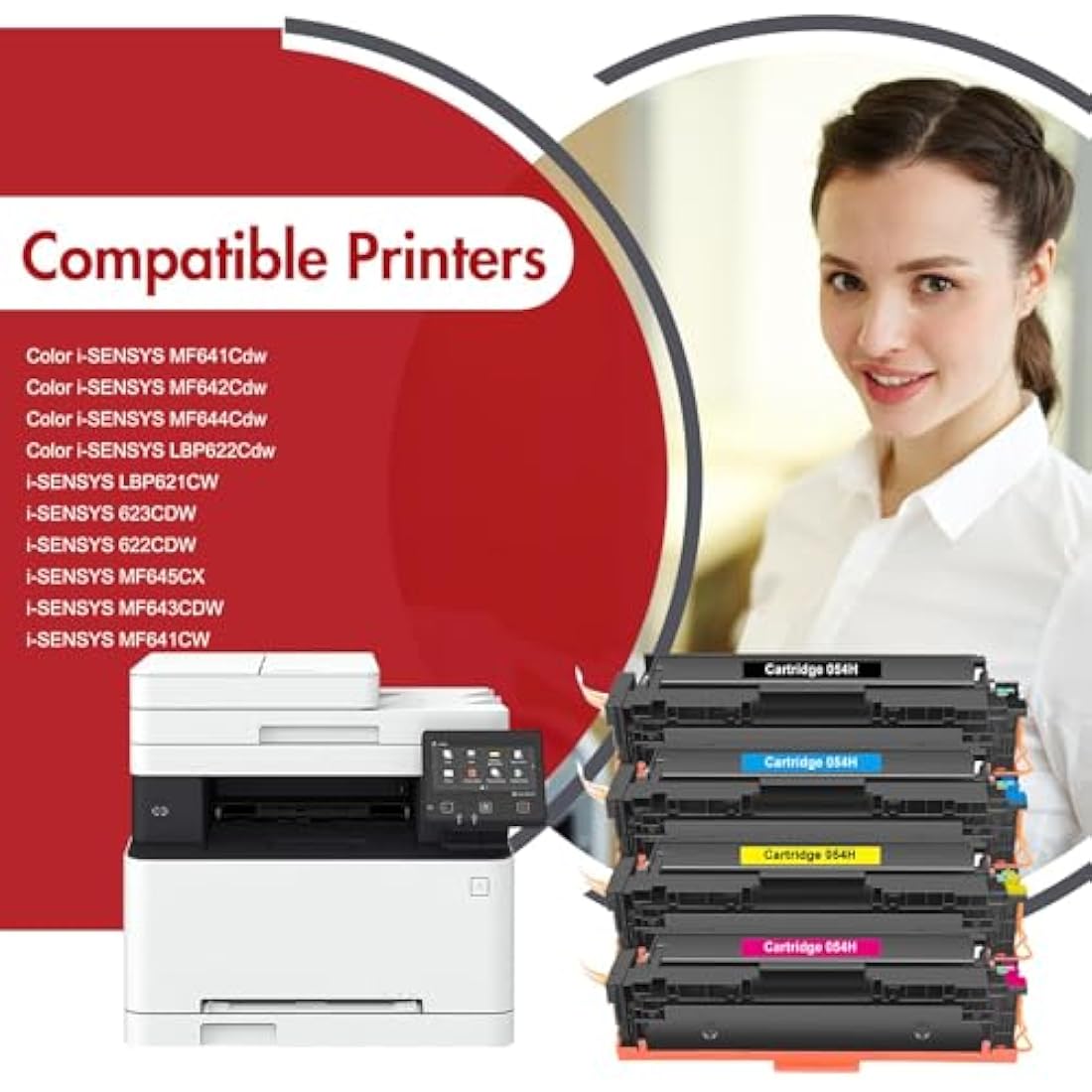 4-Pack Toner Cartridge 054H 054 Compatible for Canon i-SENSYS MF645Cx LBP623Cdw MF643Cdw MF641Cw LBP621Cw MF642Cdw MF644Cdw LBP622Cdw MF640C LBP620C Black Cyan Magenta Yellow