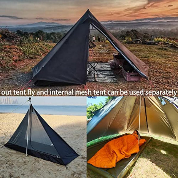 1 Man Tent Lightweight Teepee Hot Tent with Stove Hole Waterproof for Camping Hiking Hunting Fishing Backpacking