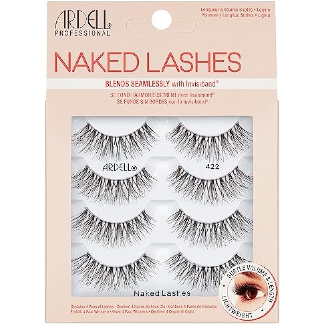 Ardell Multipack Naked Lash 422 False Eyelashes, Subtle Volume and Length, Vegan Friendly, 4 Pairs (Pack of 1)