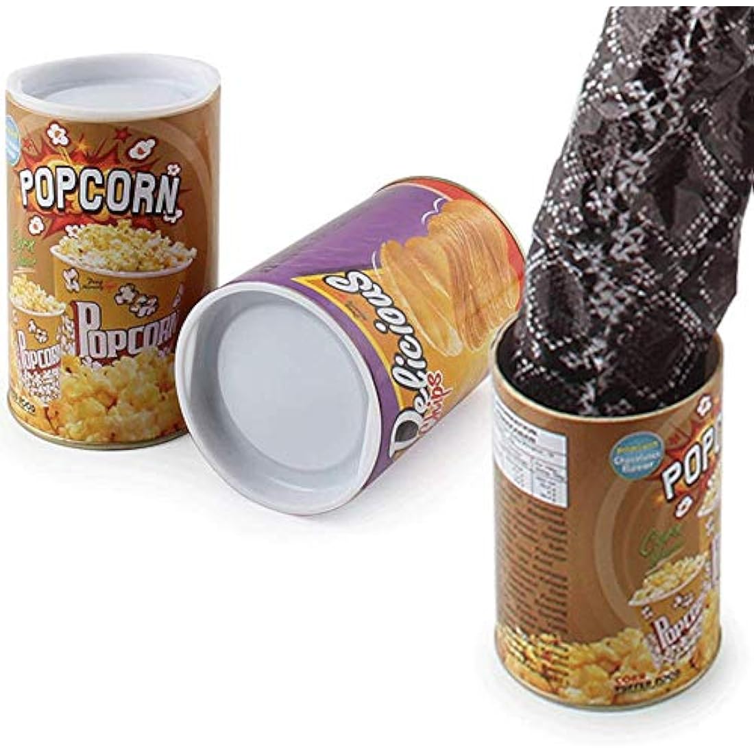 JIANGTYH The Potato Chip Snake Can Jump Spring Snake Toy Gift April Fool Day Halloween Party Decoration Jokes in A Can Gag Gift Prank,Potato Chip Style,Popcorn 2 Pieces