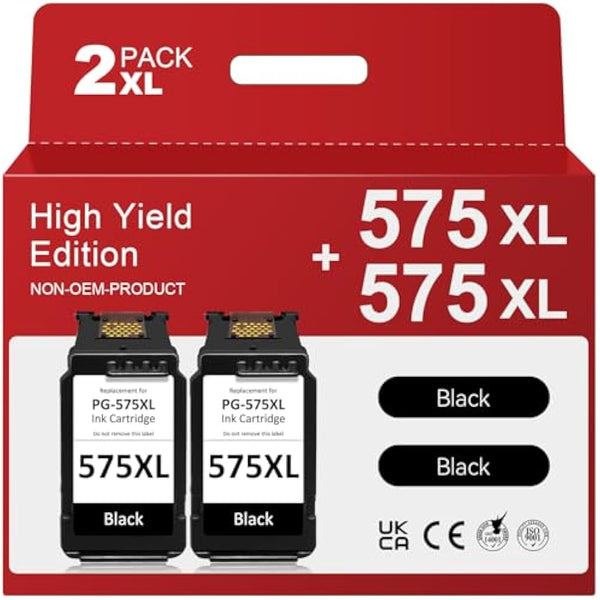 Economink PG-575XL 575 Ink Cartridges XL, Replacement for Canon 575XL Ink Cartridges, Compatible with PIXMA TS3550i TS3551i TR4750i TR4751i Printers (2 Black) Multipack