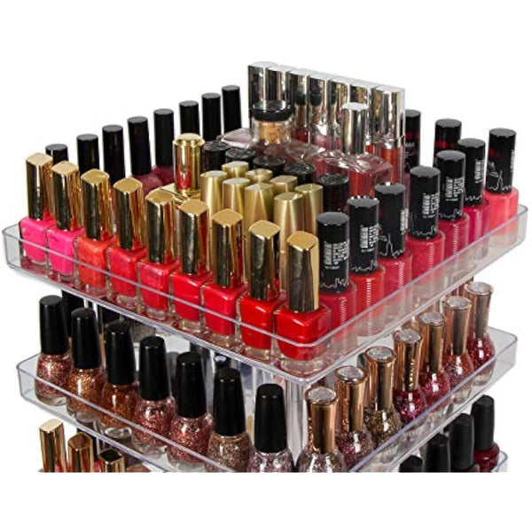 JACKCUBE DESIGN 5 Tier Clear Nail Polish 360 Rotating Display Rack Organizer Stand Makeup Cosmetics Storage Box Carousel Shelf with Acrylic Guard(5tier) – :MK387-5