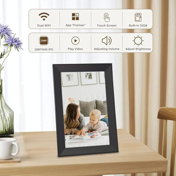 Frameo Digital Photo Frame WiFi, 10.1 Inch Digital Picture Frame, 1280x800 IPS LCD Touch Screen, Auto-Rotat Built in 32GB storage, Share Moments Instantly via Frameo App from Anywhere, Black
