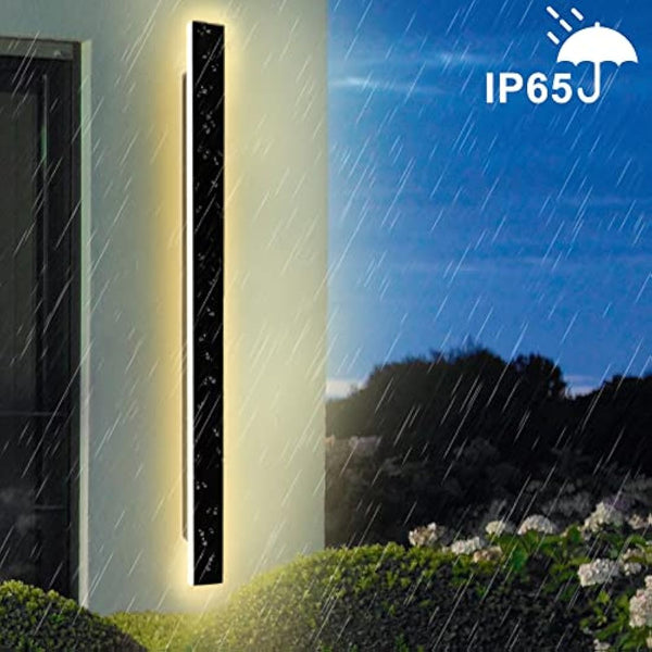 ZTWLEED Long Outdoor Wall Light,Dimmable Wall Light with Remote Control,LED Long Wall Lamp Villa 20W IP65 Waterproof Wall Lights Black,100CM Outdoor Wall Lamp for Patio Villa