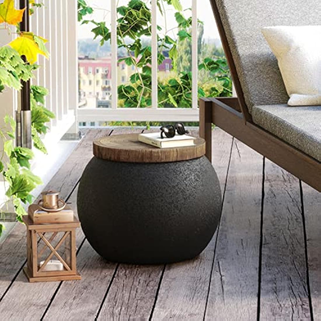 HOMPUS Side Table Modern Jar Shaped End Table, Home Décor Accent Nightstand for Living Room, Bedroom, Balcony or Outdoor, No Assembly