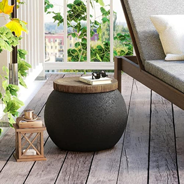 HOMPUS Side Table Modern Jar Shaped End Table, Home Décor Accent Nightstand for Living Room, Bedroom, Balcony or Outdoor, No Assembly