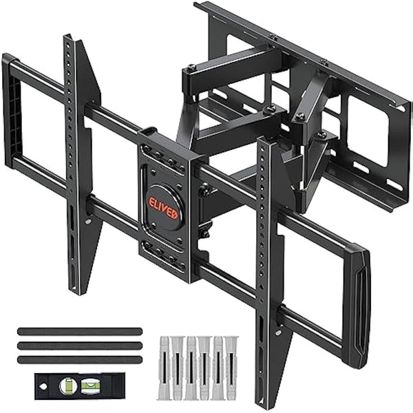 ELIVED TV Wall Bracket Tilt Swivel for Most 37"-84" Plasma, LCD, LED, OLED Flat/Curved TVs with Max VESA 600x400mm up to 45KG, Full Motion Wall Mount with Strong Articulating Arms, TV Mount EV015