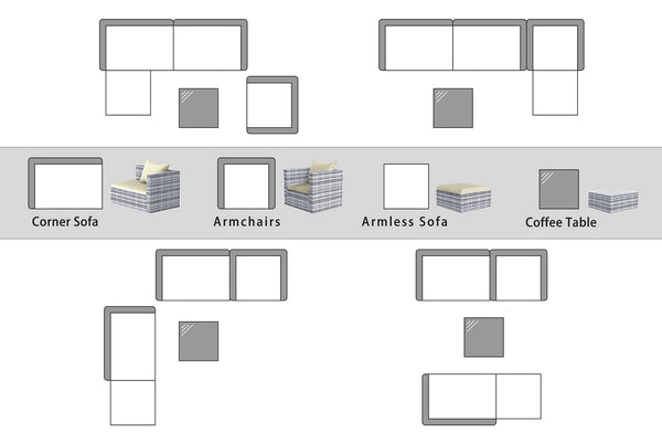 bigzzia Rattan Garden Furniture Set, 4 piece Patio Rattan furniture sofa Weaving Wicker includes 2 Armchairs,1 Double seat Sofa and 1 table (Black)