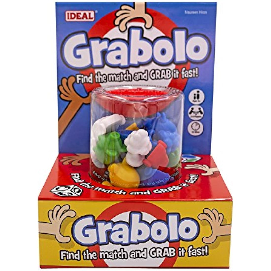 Ideal Grabolo: Find the match and grab it fast reaction game Quick play family game For 3-6 Players Ages 4+, Multicolor