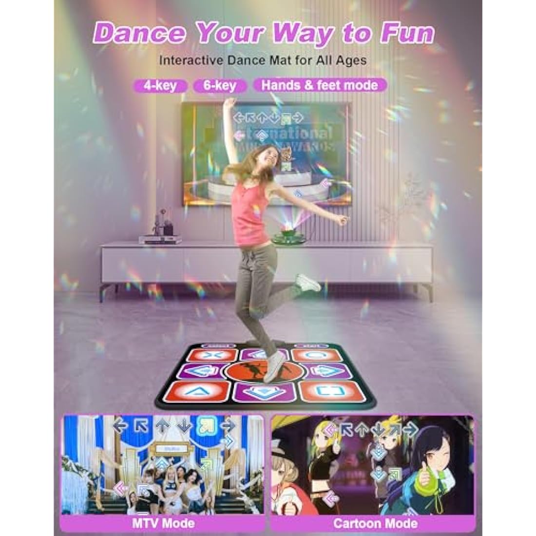 Acelufly Dance Mat, Electronic Dance Mat for TV with Camera, Non-slip Dance Mat for Girls, Birthday Gifts Dance Game Mat for Kids Adults Girls Boys (Black)