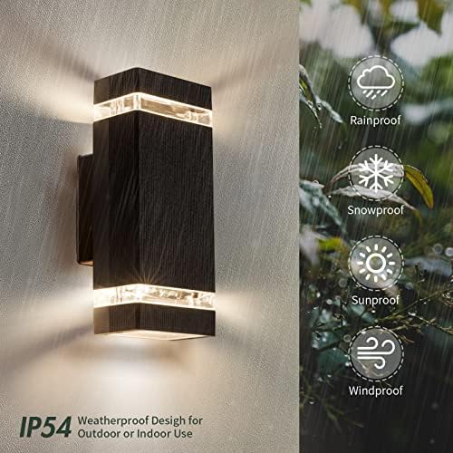 Aranzyec 2 X Outdoor Wall Lights Mains Powered, Aluminium Up Down Outside Wall Lights, Max 35W GU10, IP54 Waterproof Black Garden Lights for Patio, Terrace, Garden, Hallway, Balcony, Porch, Pathway
