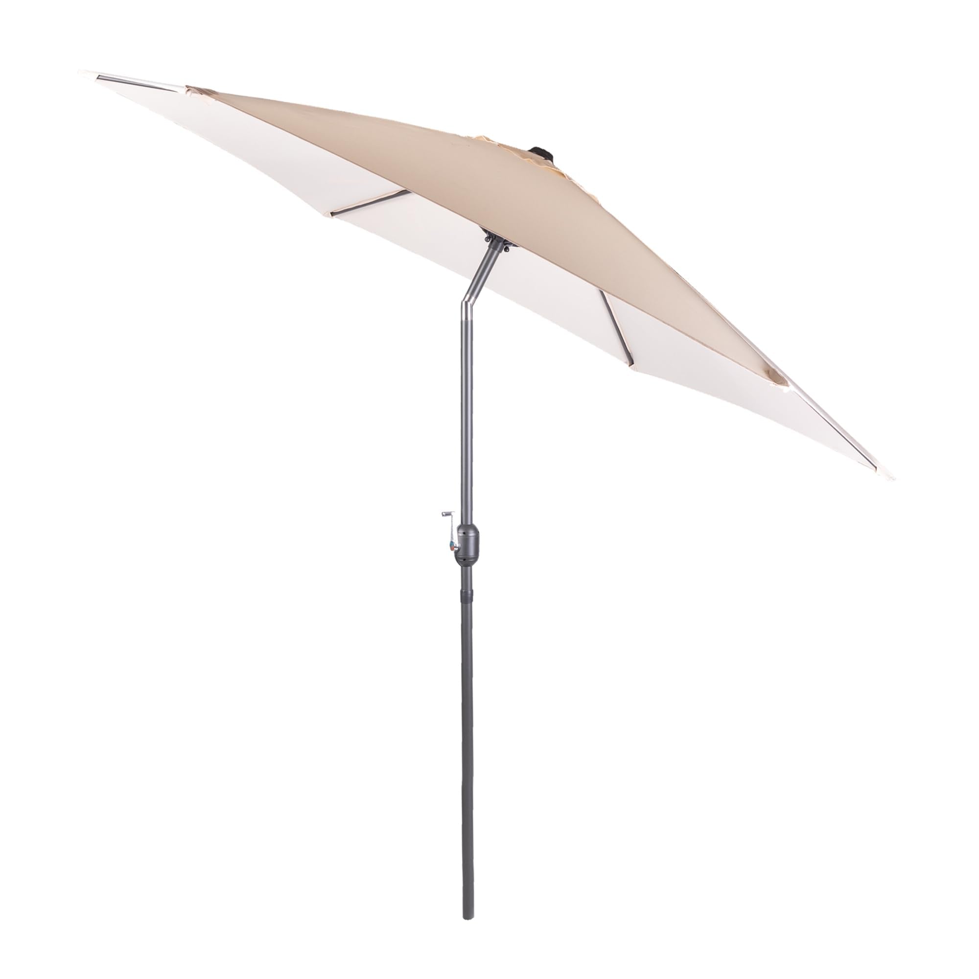 Alfresia 2.7 Metre Parasol - Round with Push Button Tilt, Outdoor Table Parasol Umbrella with Crank Handle, Garden Patio Sun Shade, Grey, Easy Assemble