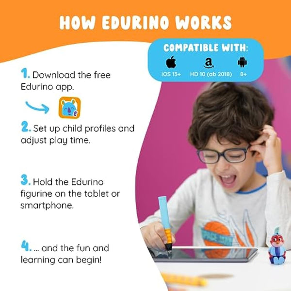 Edurino Niki Starter Set - Word Games, Reading & Writing, Literacy - Educational Toy for Kids 4+ - Includes 1 x Niki Figurine, Ergonomic Pen and App Accesss, Vocabulary and Comprehension, Handwriting