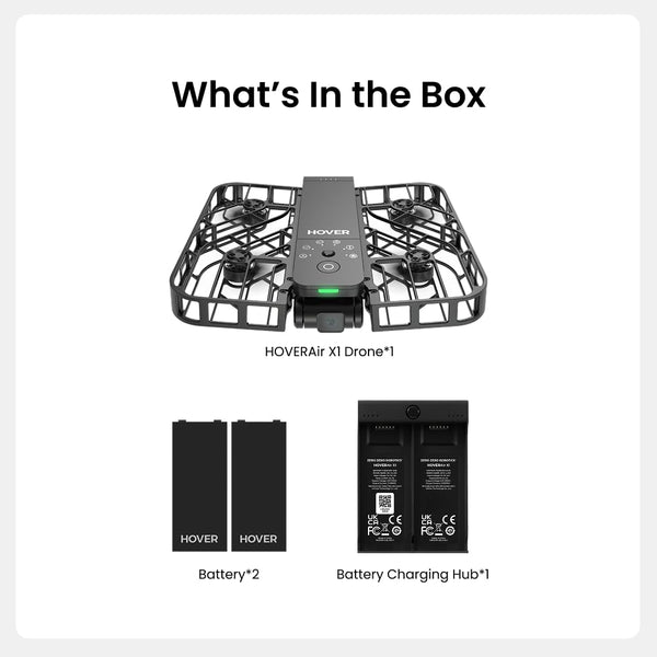 HOVERAir X1 Drone with Camera, Self-Flying Camera Drone with Follow Me Mode, Foldable Mini Drone with HDR Video Capture, Palm Takeoff, Intelligent Flight Paths, Hands-Free Control Black (Combo Plus)