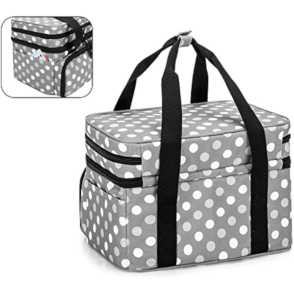 BAFASO Double Layer Sewing Accessories Organiser with 2 Detachable Pouches, Large Sewing Storage Bag for Sewing Tools, Polka Dots