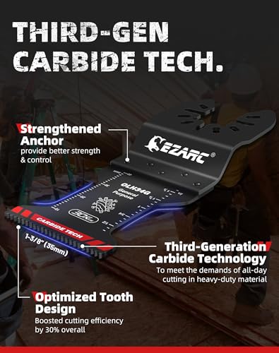 EZARC Carbide Oscillating Saw Accessories, General Purpose Multi Tool Accessories Quick Release for Metal, Nails, Wood, Plaster, Drywall and PVC, 3-Pack