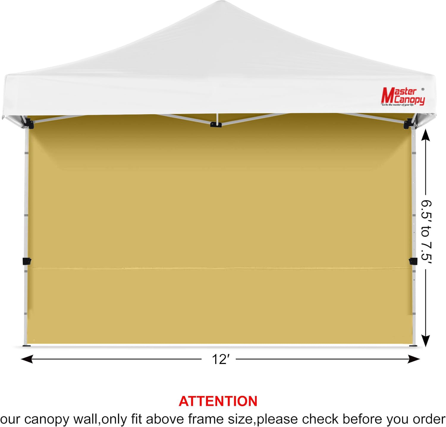 MASTERCANOPY Instant Gazebo Sidewall Panels Sunwall for 3x3M Pop Up Gazebo,1 Piece,Black