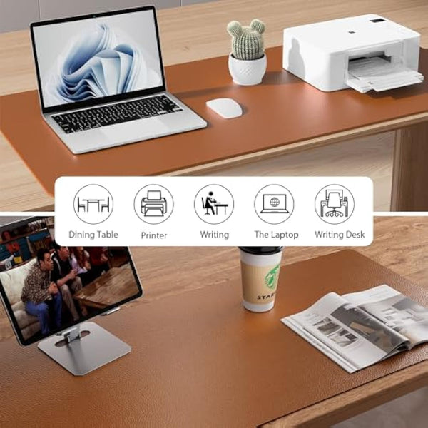 Leather Desk Pad Protector,Mouse Pad,Office Mat,Non-Slip PU Blotter,Laptop Pad,Waterproof Writing for Office and Home (80cm x 40cm, Brown)