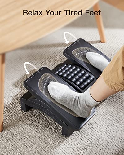 HUANUO Foot Rest Under Desk, Adjustable Ergonomic Under Desk Foot Rest at Work or Gaming with Massage Texture and Roller, 20 Degree Tilt or Lock Angle