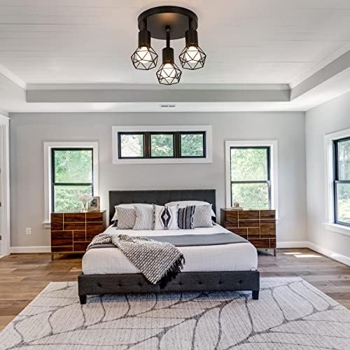 FORCOSO Spotlight Ceiling Light, Retro 3 Way Swiveling Ceiling Spotlight, Rotatable LED Wall Lights, Black Metal Lampshade for Living Room Bedroom Kitchen Loft