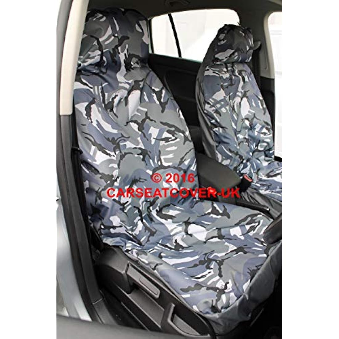 Carseatcover-UK® - Urban Grey Camouflage CAMO Waterproof Car Seat Covers Protectors - Front & Rear - Full Set