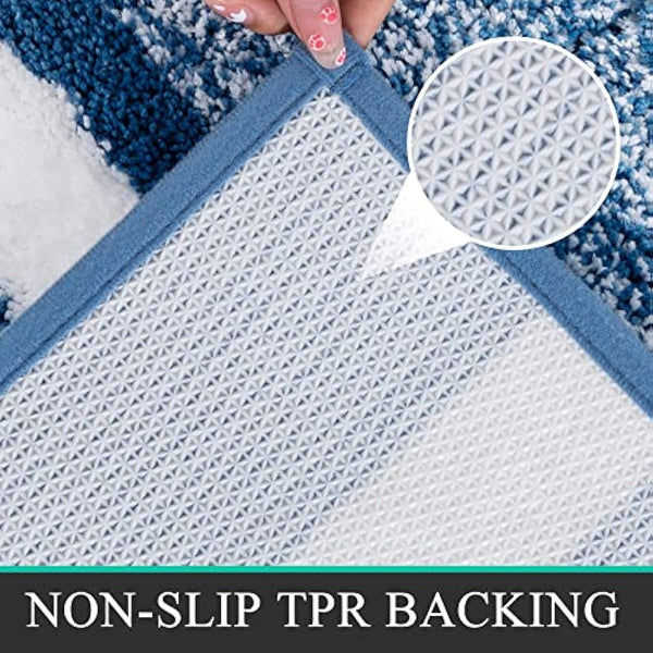 Pauwer Non Slip 3 Pieces Bath Mats and Toilet Mat Set Super Water Absorbent Bath Rug Sets Machine Washable Microfiber Shaggy Shower Floor Mats for Bathroom