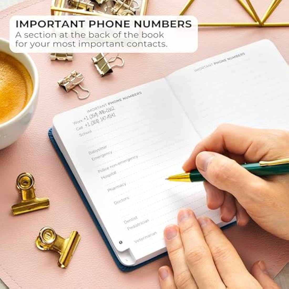 Clever Fox Address Book with alphabetic tabs - PU Leather Telephone and Address Book for Keeping Contacts Safe, Contact Organizer Journal, Small Size (10.5 x 14cm), Hardcover, Mystic Blue