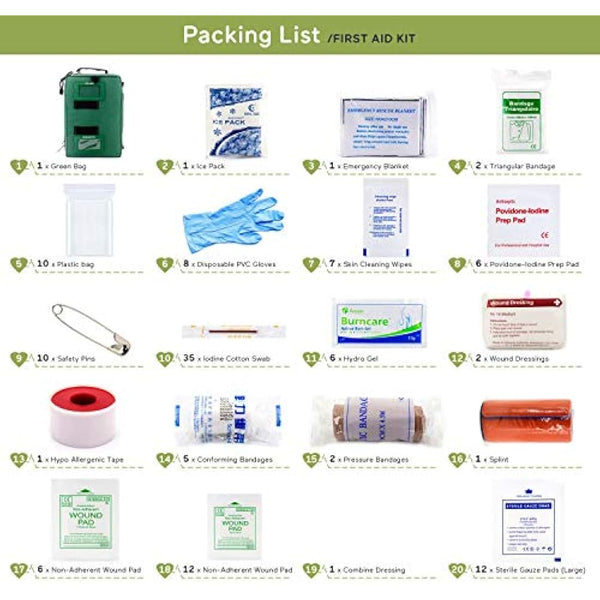 255PCs Pro First Aid Kit Emergency Survival Trauma Kit Medical Kit with Labeled Compartments for Boat Car Truck Camping Hiking Travel & Backpacking