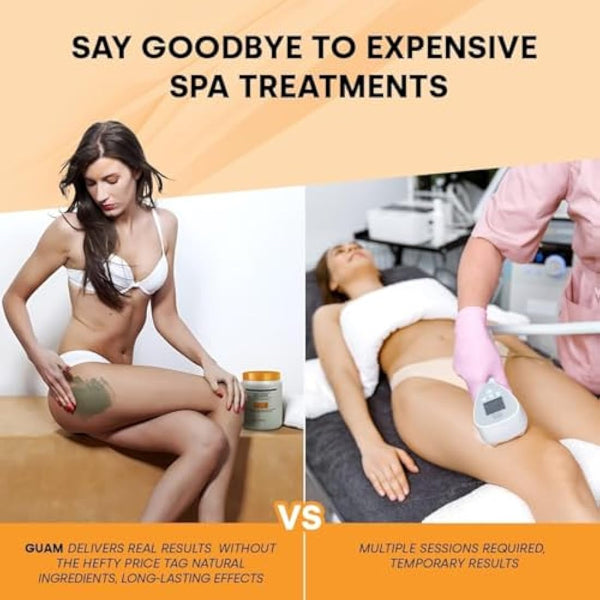 GUAM Seaweed Mud Anti Cellulite Treatment for Legs & Thighs - 500g Natural Tightening Hot Body Mask - Skin Firming Antioxidant Cellulite Remover to Reduce Imperfections, Improves Tone & Elasticity