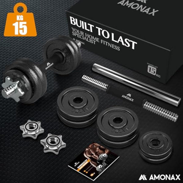 Amonax 20kg 30kg Cast Iron Adjustable Dumbbells Weight Set, Barbell Set Men Women, Strength Training Equipment Home Gym Fitness, Dumbell Pair Hand Weight, Bar Bells Free Weights for Weight Lifting