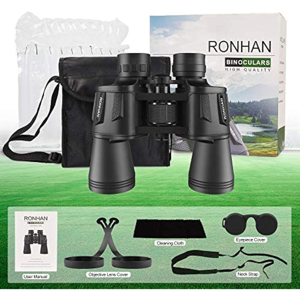 20x50 Binoculars for Adults High Powered, Military Compact HD Professional/Daily Waterproof Binoculars Telescope for Bird Watching Travel Hunting Football Games Stargazing with Carrying Case and Strap