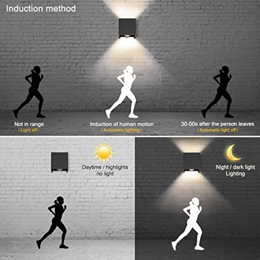 Klighten 2PCS Outdoor Wall Light with Motion Sensor, Waterproof IP54 Outside Wall Lamps with Sensor, Adjustable Beam Angle, Natural White 4000K, Black (G9 LED Bulb Include)