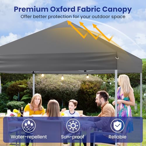 COSTWAY 2m x 2m Pop up Gazebo, 3-Position Height Adjustable Commercial Instant Canopy Tent with Carry Bag, Garden Patio Sun Shelter for Camping BBQ Party (Blue, 198 x 198 x 190-244 cm)