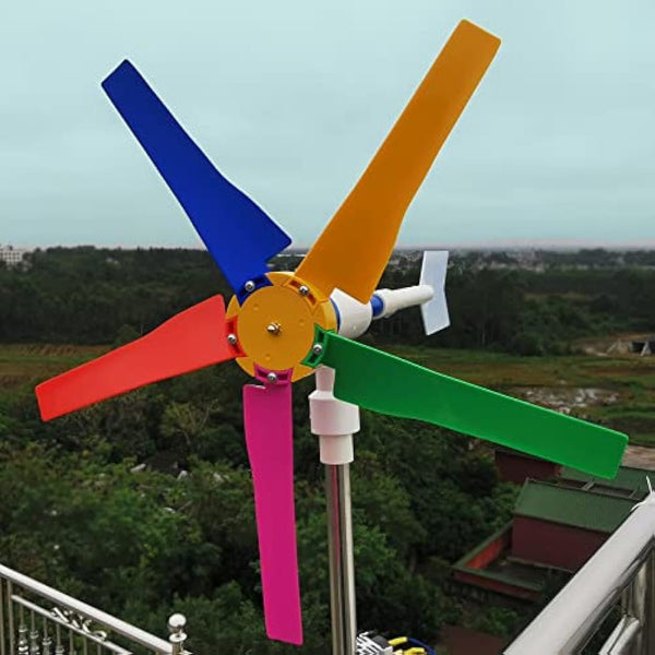 DIY Small Wind Turbine Generator Kit and Light Strip for Yard Backyard Decoration，35 Inch Height, 18 Inch Diameter