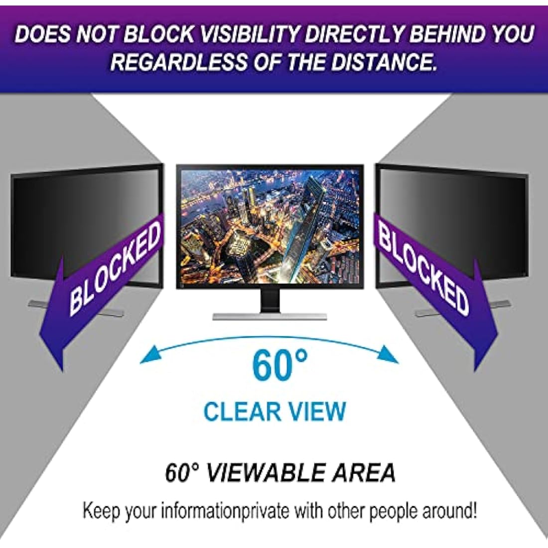 AiMok Removable 24 Inch 16:9 Computer Privacy Filter Anti-Spy Anti Blue Light Filter Anti-Glare/Monitor Privacy Screen Protector For 24" 16:9