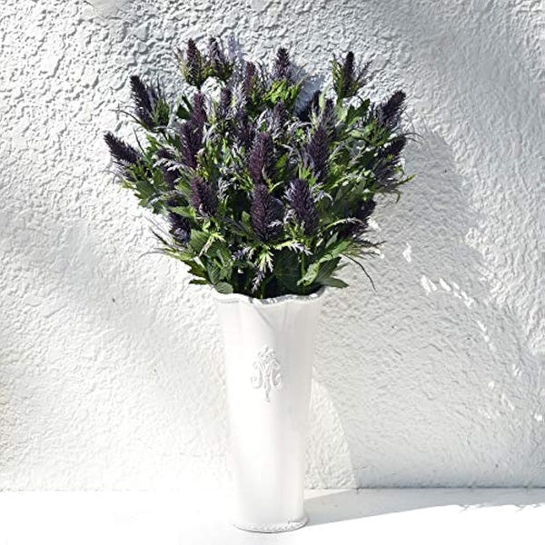 FiveSeasonStuff 8 Stems Real Size Artificial Thistle Spray Real Touch Eryngium(Sea Holly) (Purple) 66cm