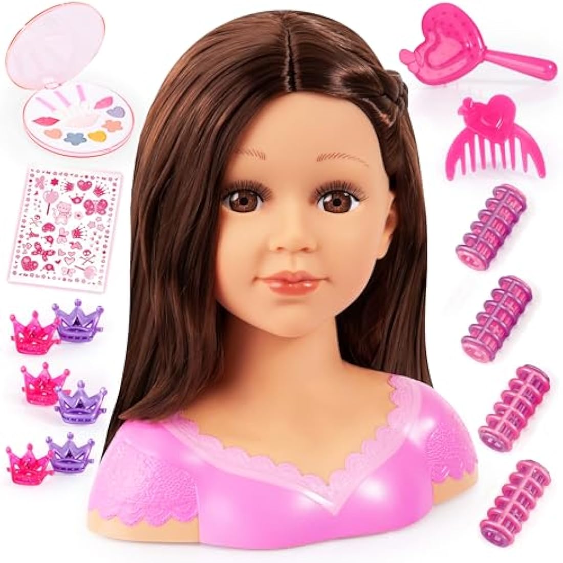 Bayer Design 90088AK Hairdressing head Charlene Super Model, styling, Makeup, with Accessories , Brown