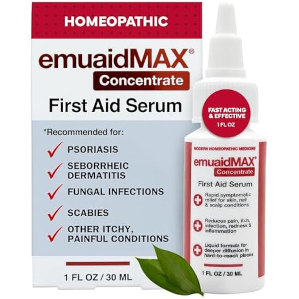 EMUAIDMAX Concentrate Homeopathic First Aid Serum, All Natural Solution for Itchy, Painful Skin Conditions, Targets Psoriasis, Eczema, Folliculitis, Nail Fungus, Seborrheic Dermatitis, 1 oz