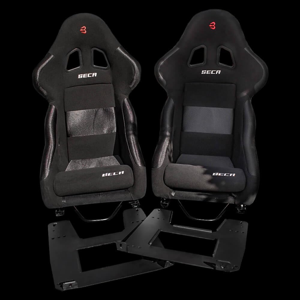 Set of Barbarian Fixed Bucket SECA Racing Seats for MX5 Mk3 (NC Chassis) Mazda, Black Felt, Track, Race, Drift