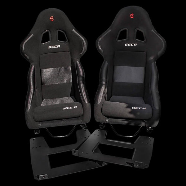 Set of Barbarian Fixed Bucket SECA Racing Seats for MX5 Mk3 (NC Chassis) Mazda, Black Felt, Track, Race, Drift