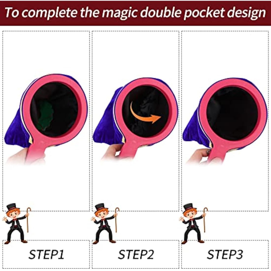 1 Set Magic Change Bag Twisting Tricks Bag with Magic Change Flower Handle Make Things Appear Disappear Magic Trick, Blue