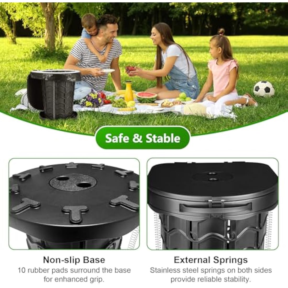 Folding Camping Toilet Portable with Bag - imodomio Portable Toilets for Adults with Lid, Seat & Toilet Bags, Outdoor Travel Toilets for Fishing, Hiking, Campervan, Caravan, Car, Festivals, Load 180kg
