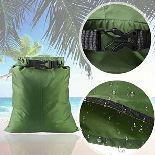 kuou 5Pcs Waterproof Dry Bags, Dry Sack Waterproof Bag Lightweight Snorkeling Drifting Bag Green (1.5L+2.5L+3.5L+4.5L+ 6L)