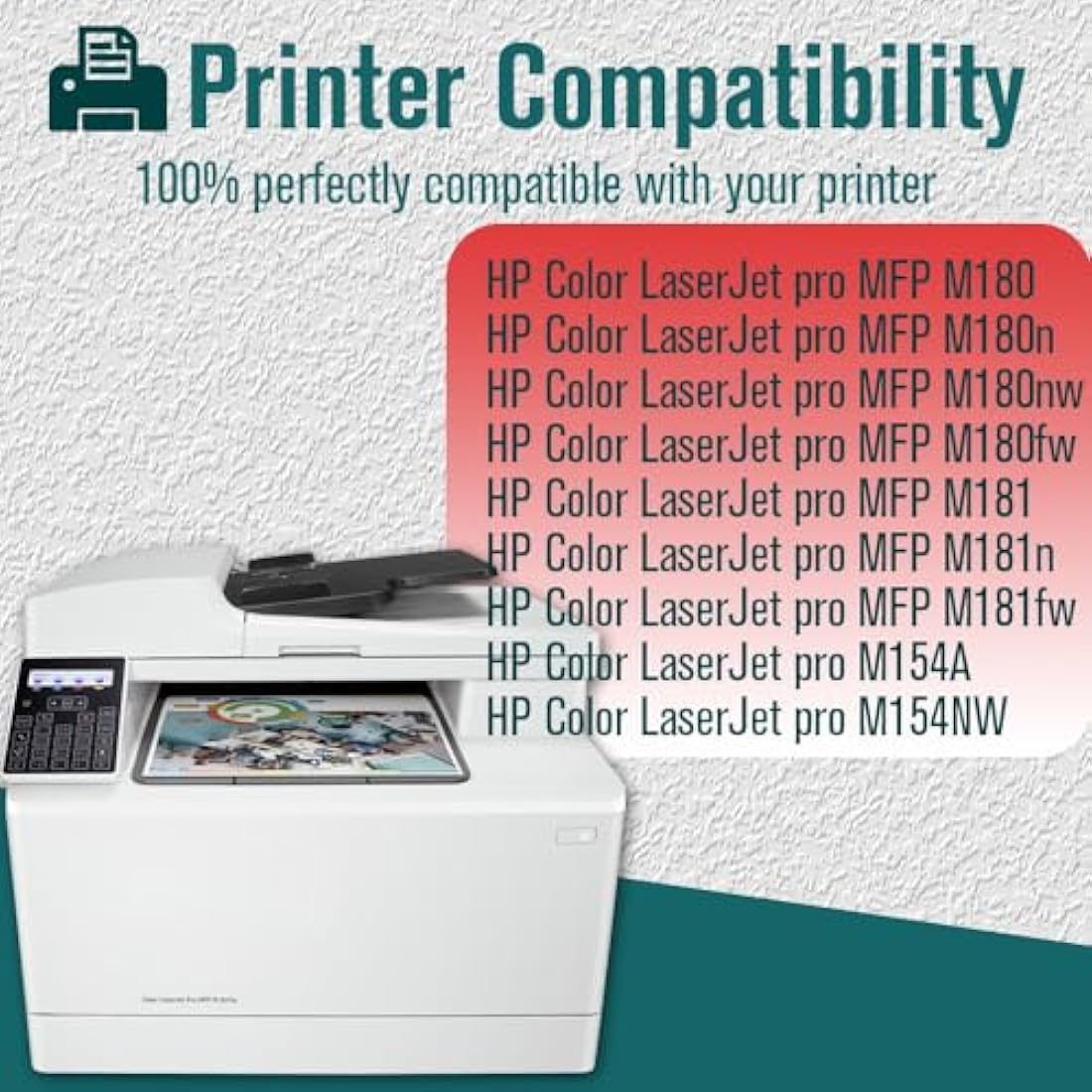 HenceBuy 205A for HP 205A CF530A CF531A CF532A CF533A Toner Cartridges for HP Color LaserJet pro MFP M181fw M180 M180n M180nw M180fw M181 M181n pro M154A M154NW Printer, Black Cyan Magenta Yellow