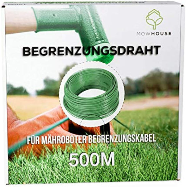 MOWHOUSE Robotic Lawnmower Boundary Cable Wire - - DIY Garden Improvement Tools - Box with Roll Off Aid - 1640.42 Ft. (500 Meters), 2.7mm Diameter - Green