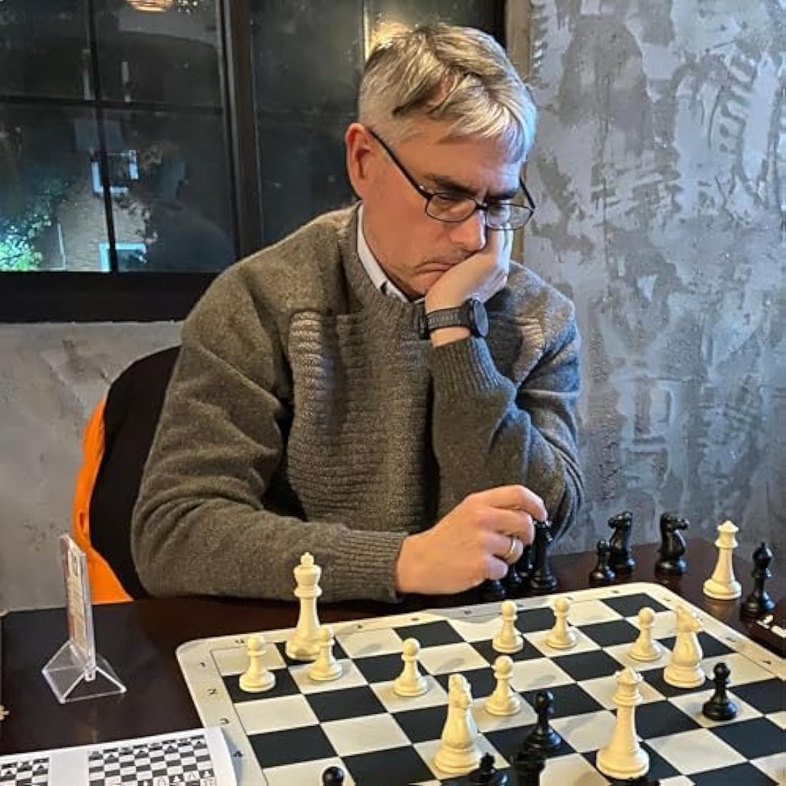 A&A Tournament Chess Set / 20'' x 20'' Foldable Silicone Chess Board / 3.75'' King Height Plastic Quadruple Weighted Classic Staunton Pieces/Storage Bag