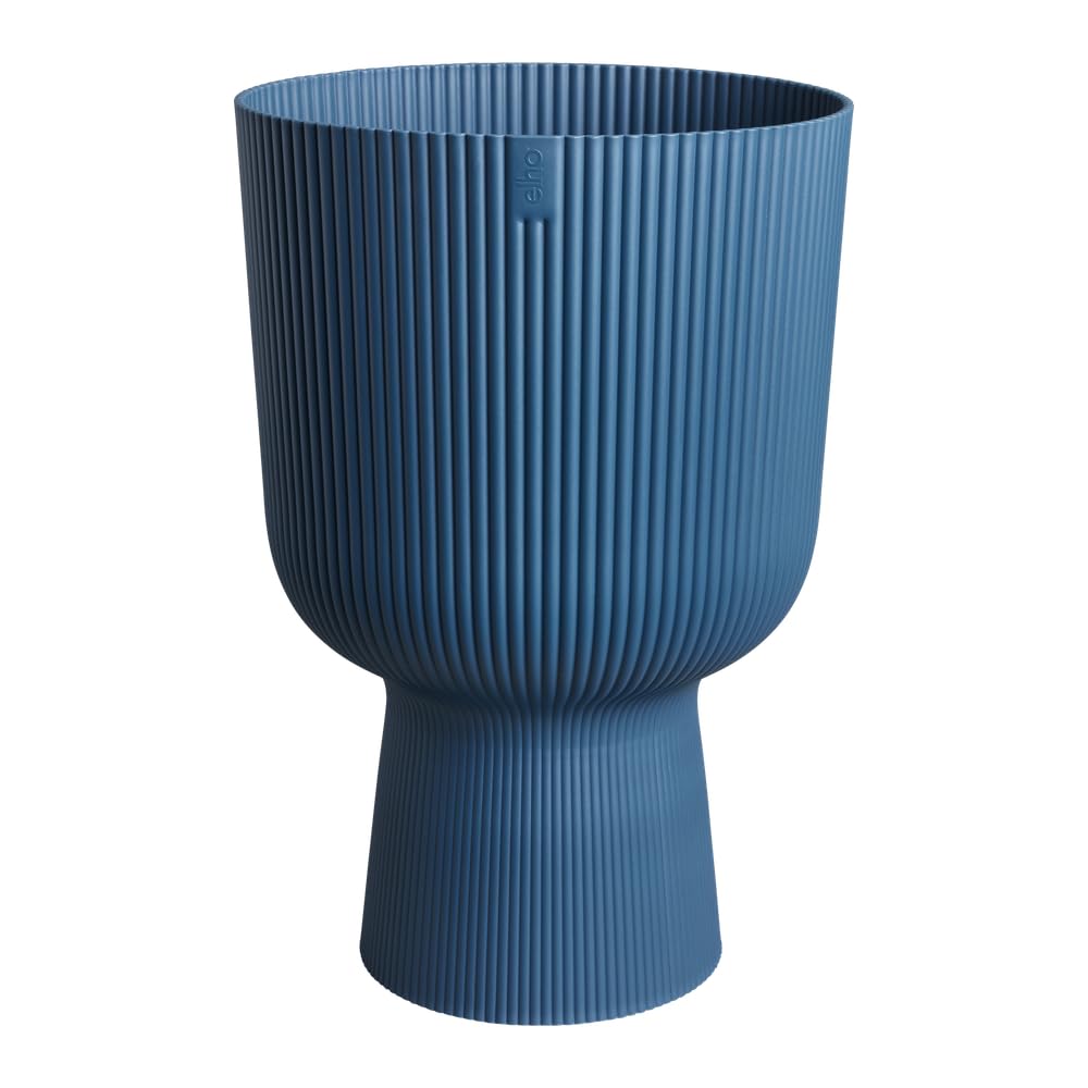 elho Vibes Fold Coupe 30 - Indoor Plant Pot - 100% Recycled Plastic - ? 29.5 x H 44.7 cm - Blue/Deep Blue