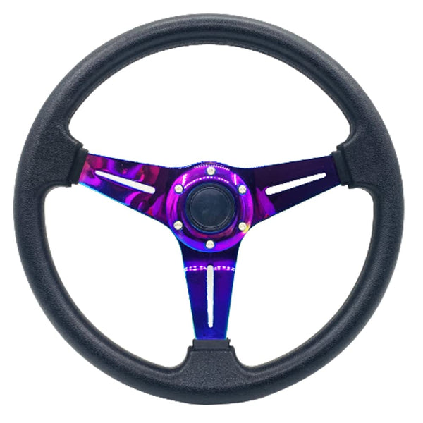 YEHICY Auto Racing Flat Steering Wheel with Purple Spokes 350mm 13.8”6 Bolts Grip Vinyl Leather Universal Simulation Game Steering Wheel For Logitech G29 G920 G923
