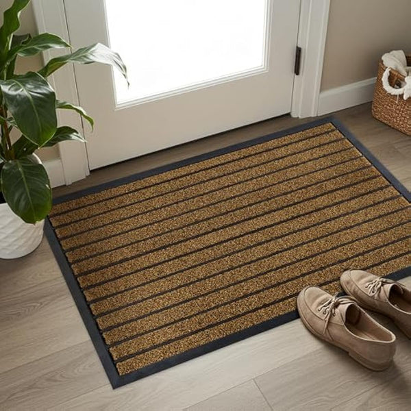 ubdyo Door Mats Indoor - Extra Durable Dirt Trapping Indoor Mats - Non-slip Rubber Rubber Door Mat - Low Profile Welcome Mat - (80 x 120 cm, Bright Brown)